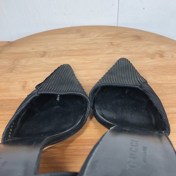 Gucci Heels Womens 38C US 7.5 Black Stilettos Ankle Strap Shoe Event Pointed Toe - Picture 10 of 15